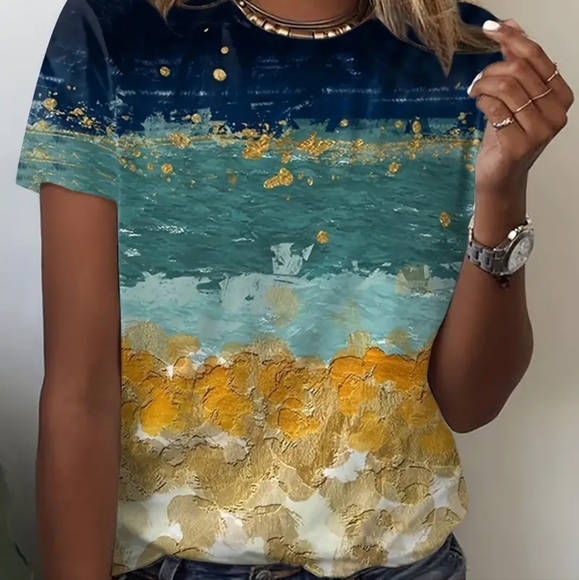 Source Unknown Tops - Womens striped tye dye block shirt